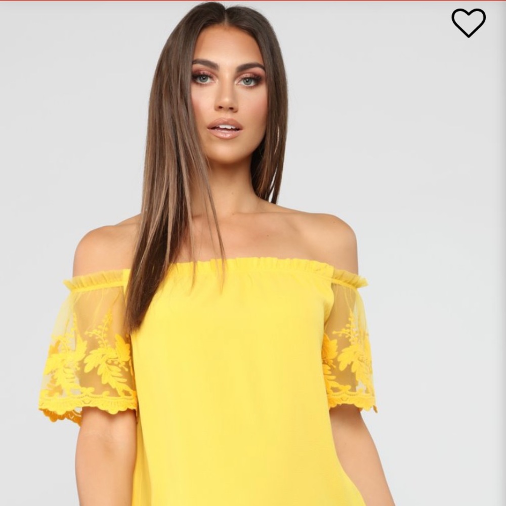 Yellow off the shoulder blouse Fashion Nova